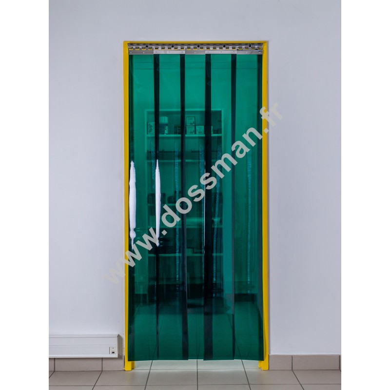 Rideau à lanière PVC - 200x2 mm - Isolation faible 36 mm (36 %) - Transparent Vert - Porte à lamelles TRAFFIC SYSTEM