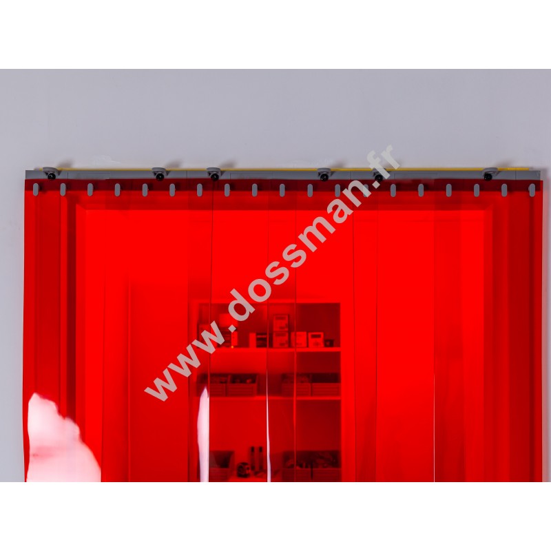 Rideau à lanière PVC - 200x2 mm - Isolation faible 50 mm (50 %) - Transparent Rouge - Porte à lamelles QUICK SYSTEM Rideau à lanière PVC - 200x2 mm - Isolation faible 50 mm (50 %) - Transparent Rouge - Porte à lamelles QUICK SYSTEM