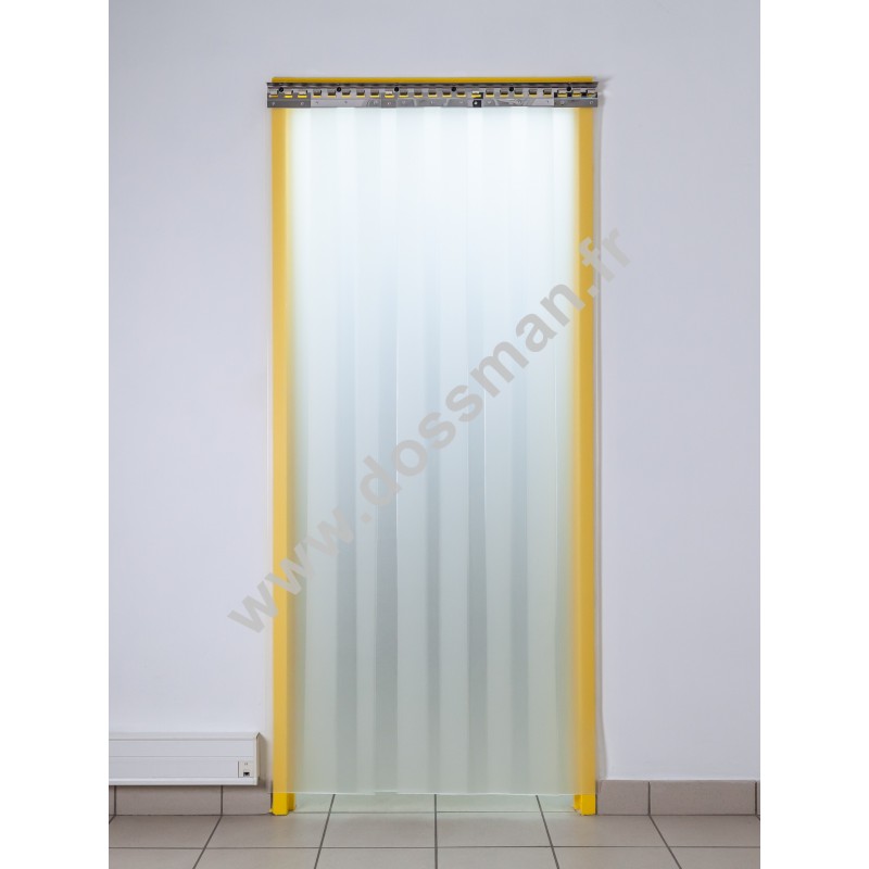 Rideau à lanière PVC - 200x2 mm - Isolation forte 77 mm (77 %) - Translucide Mat - Porte à lamelles TRAFFIC SYSTEM