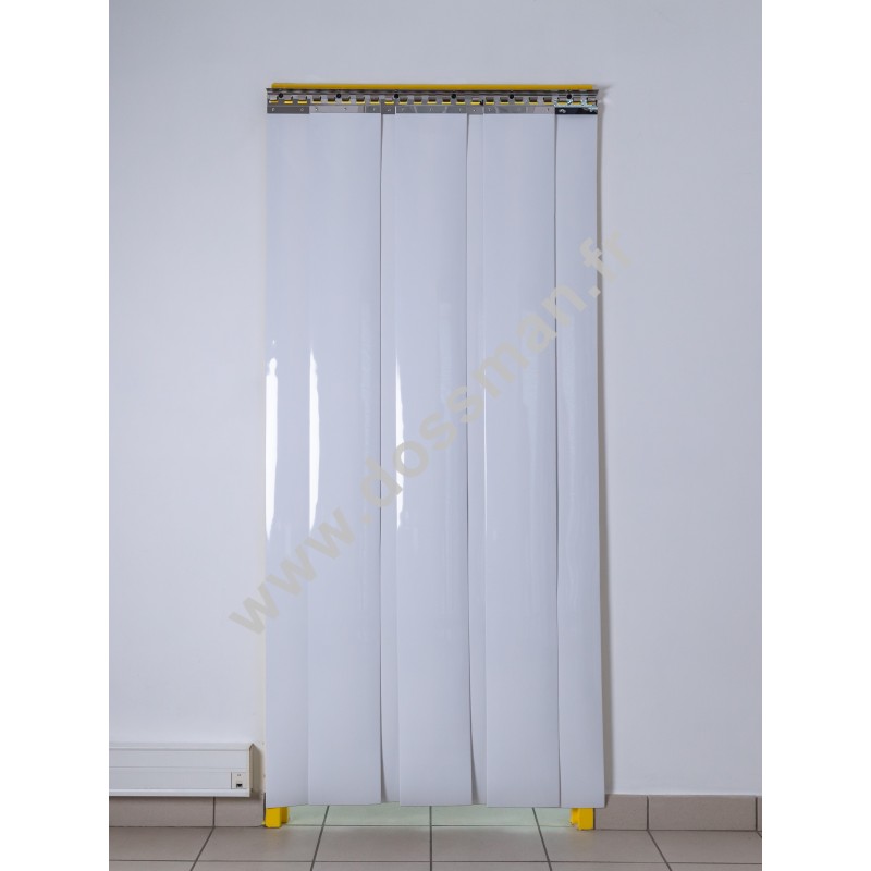 Rideau à lanière PVC - 200x2 mm - Isolation forte 77 mm (77 %) - Opaque Blanc - Porte à lamelles TRAFFIC SYSTEM