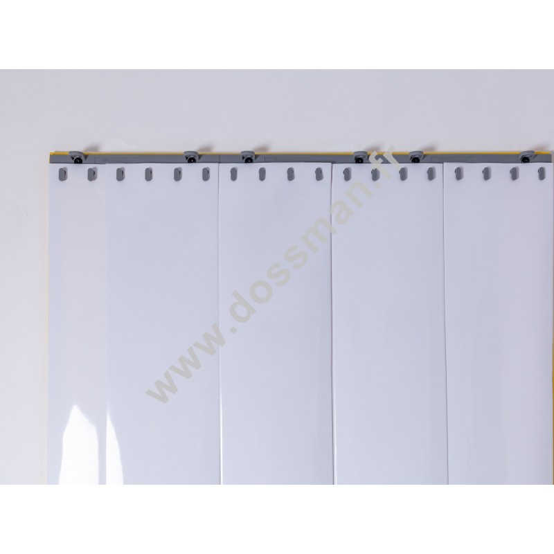 Rideau à lanière PVC - 200x2 mm - Isolation forte 100 mm (100 %) - Opaque Blanc - Porte à lamelles QUICK SYSTEM