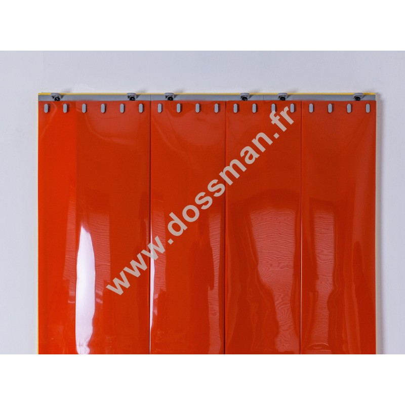 Rideau à lanière PVC - 200x2 mm - Isolation forte 100 mm (100 %) - Opaque Orange - Porte à lamelles QUICK SYSTEM