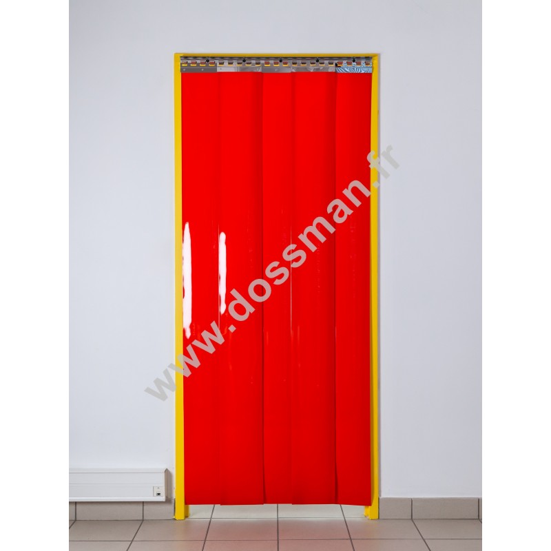 Rideau à lanière PVC - 200x2 mm - Isolation faible 36 mm (36 %) - Opaque Rouge - Porte à lamelles TRAFFIC SYSTEM