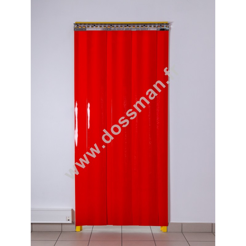 Rideau à lanière PVC - 200x2 mm - Isolation forte 77 mm (77 %) - Opaque Rouge - Porte à lamelles TRAFFIC SYSTEM