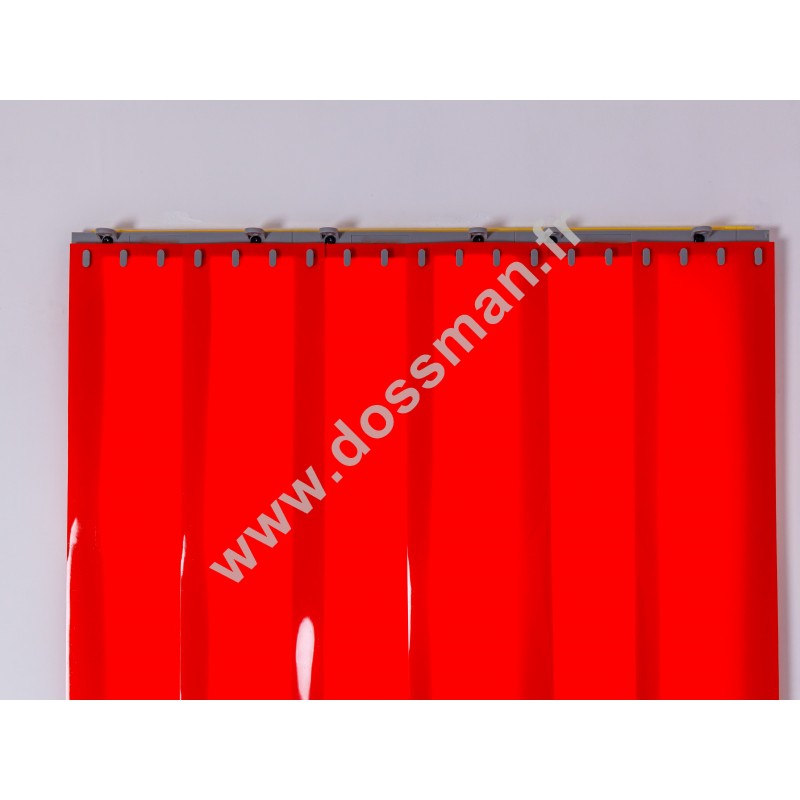 Rideau à lanière PVC - 200x2 mm - Isolation faible 50 mm (50 %) - Opaque Rouge Corail - Porte à lamelles QUICK SYSTEM Rideau à lanière PVC - 200x2 mm - Isolation faible 50 mm (50 %) - Opaque Rouge Corail - Porte à lamelles QUICK SYSTEM