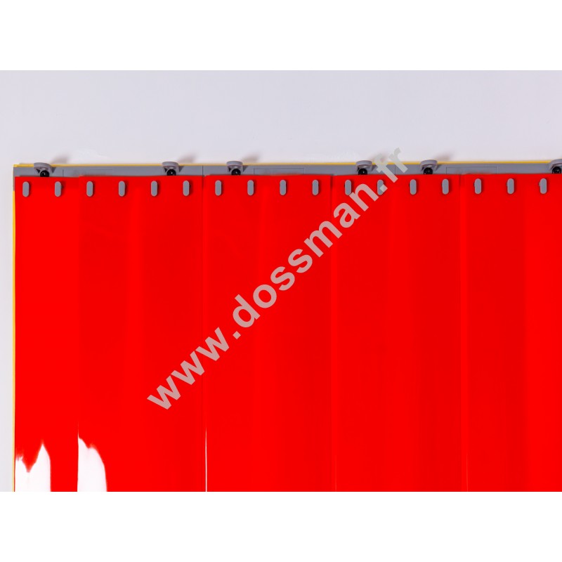 Rideau à lanière PVC - 200x2 mm - Isolation forte 100 mm (100 %) - Opaque Rouge Corail - Porte à lamelles QUICK SYSTEM Rideau à lanière PVC - 200x2 mm - Isolation forte 100 mm (100 %) - Opaque Rouge Corail - Porte à lamelles QUICK SYSTEM