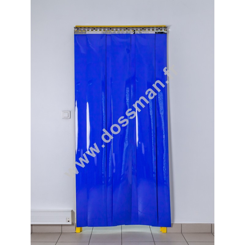 Rideau à lanière PVC - 200x2 mm - Isolation forte 77 mm (77 %) - Opaque Bleu - Porte à lamelles TRAFFIC SYSTEM