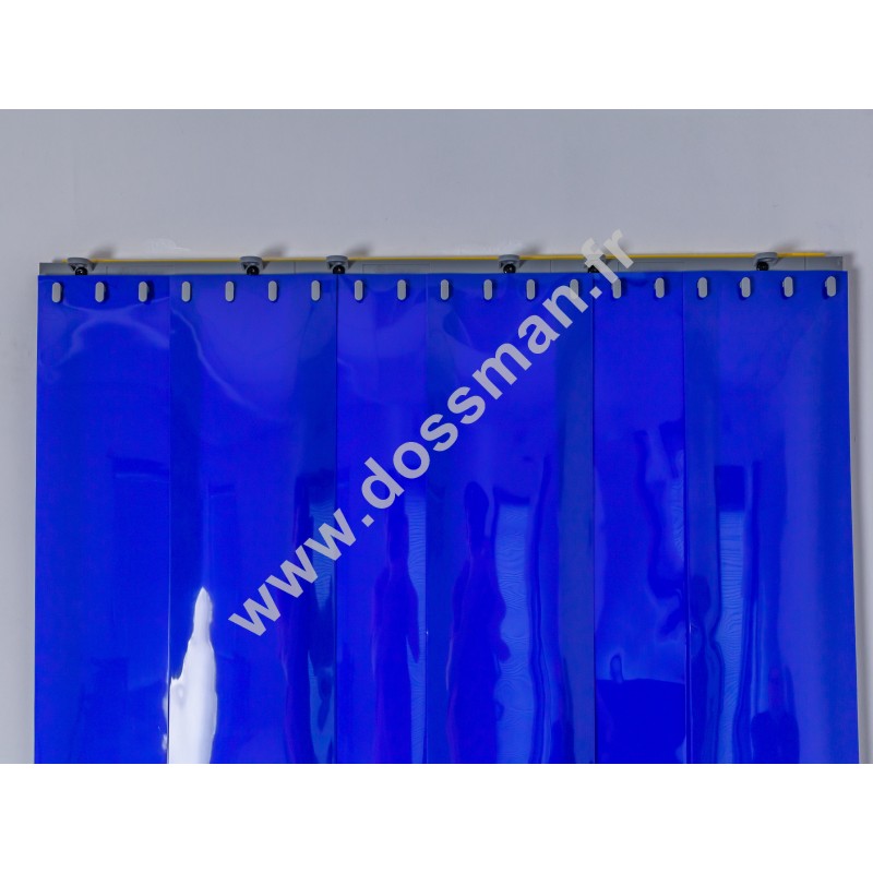 Rideau à lanière PVC - 200x2 mm - Isolation faible 50 mm (50 %) - Opaque Bleu - Porte à lamelles QUICK SYSTEM Rideau à lanière PVC - 200x2 mm - Isolation faible 50 mm (50 %) - Opaque Bleu - Porte à lamelles QUICK SYSTEM