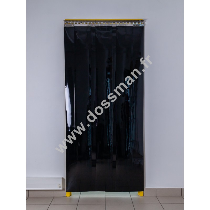 Rideau à lanière PVC - 200x2 mm - Isolation forte 77 mm (77 %) - Opaque Noir - Porte à lamelles TRAFFIC SYSTEM