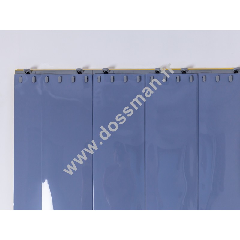 Rideau à lanière PVC - 200x2 mm - Isolation forte 100 mm (100 %) - Opaque Gris - Porte à lamelles QUICK SYSTEM Rideau à lanière PVC - 200x2 mm - Isolation forte 100 mm (100 %) - Opaque Gris - Porte à lamelles QUICK SYSTEM