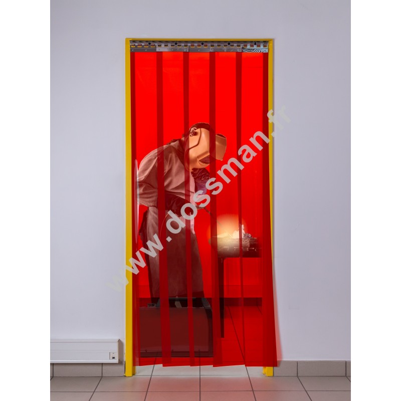 Rideau à lanière PVC - 200x2 mm - Isolation faible 36 mm (36 %) - Soudure Rouge - Porte à lamelles TRAFFIC SYSTEM
