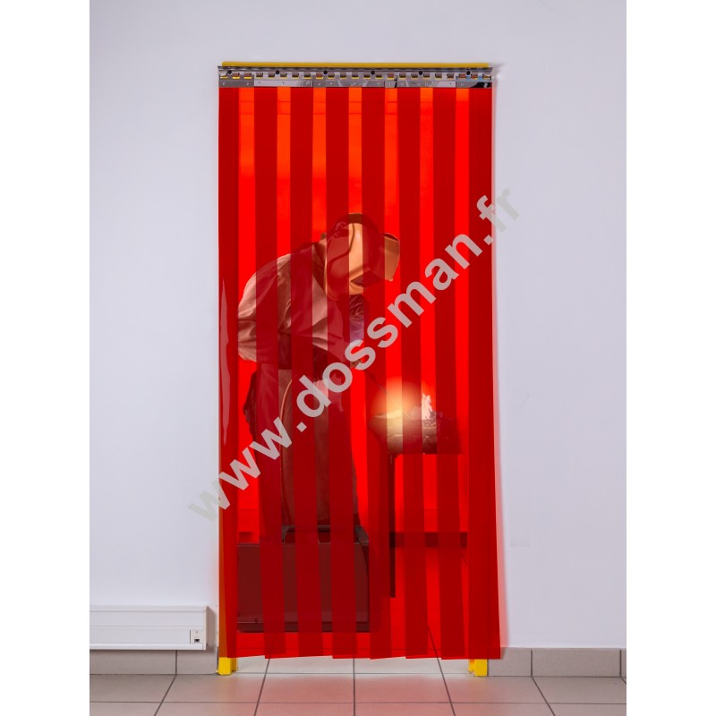 Rideau à lanière PVC - 200x2 mm - Isolation forte 77 mm (77 %) - Soudure Rouge - Porte à lamelles TRAFFIC SYSTEM