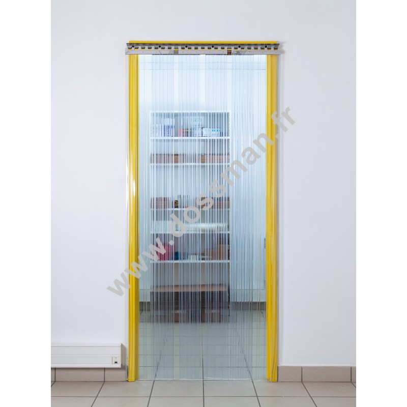 Rideau à lanière PVC - 300x3 mm - Isolation forte 136 mm (91 %) - Transparent - Porte à lamelles TRAFFIC SYSTEM CONFORT