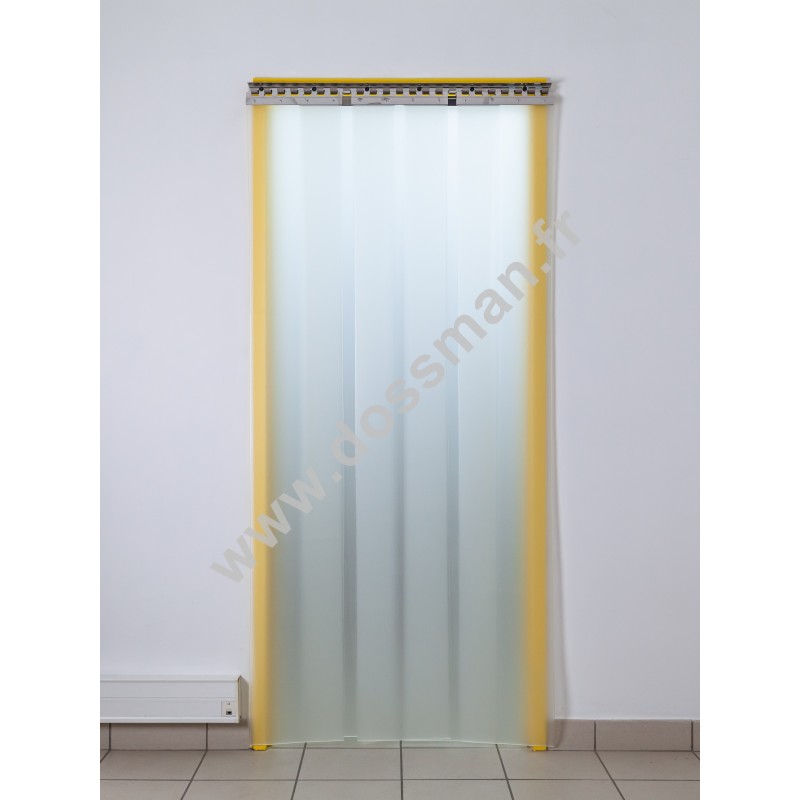 Rideau à lanière PVC - 300x3 mm - Isolation forte 136 mm (91 %) - Translucide Mat - Porte à lamelles TRAFFIC SYSTEM