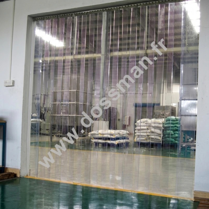Rideau à lanière PVC - 200x2 mm - Isolation forte 77 mm (77 %) - Transparent Standard - Porte à lamelles TRAFFIC SYSTEM