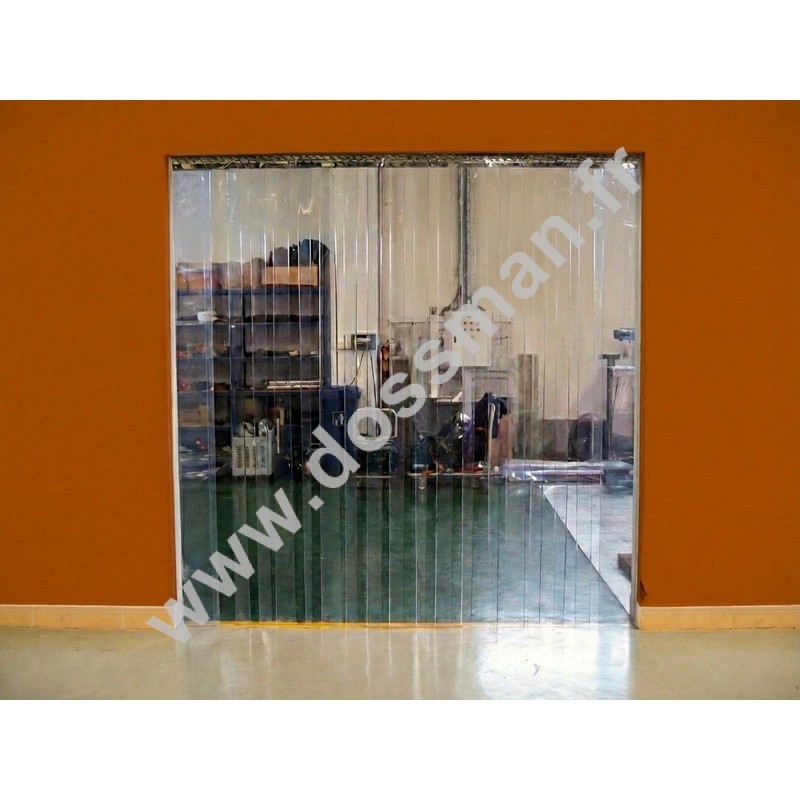 Rideau à lanières Plastiques 200x2mm : Transparent ignifugé M1 (36% de recouvrement)