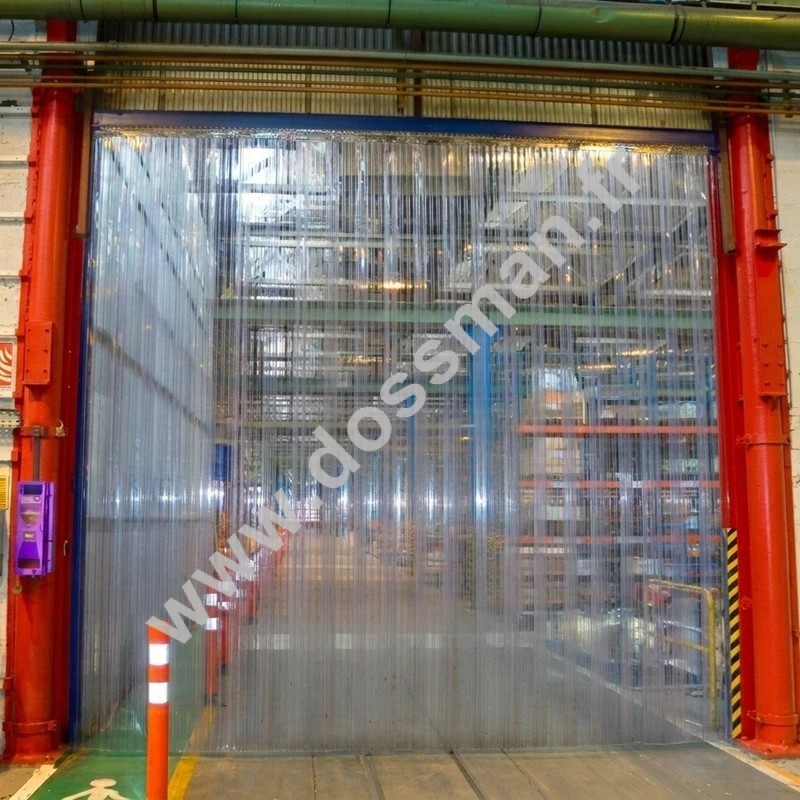 Rideau à lanières nervuré Transparent 300x3mm isolation faible (36% de recouvrement)