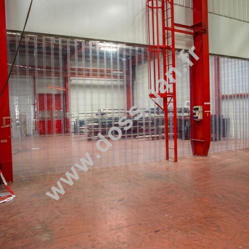 Rideau à lanière PVC - 300x3 mm - Isolation moyenne 95 mm (63 %) - Transparent Standard - Porte à lamelles TRAFFIC SYSTEM