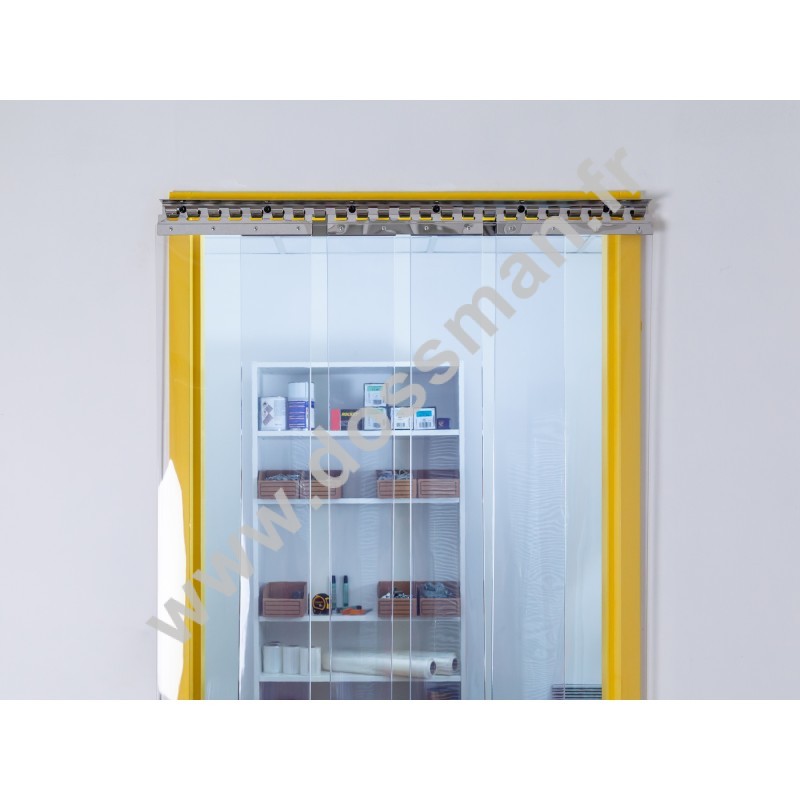 Rideau à lanière 300x3 mm Transparent - Recouvrement 136 mm (91 %) - Ignifugé M2 - Porte à lamelles TRAFFIC SYSTEM